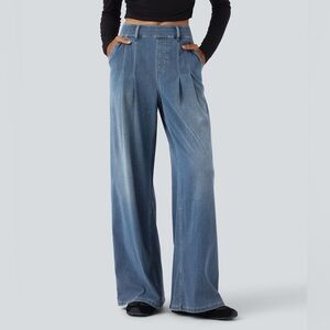 Halara Flex™ Mid Rise Wide Leg Casual Jeans with Pockets